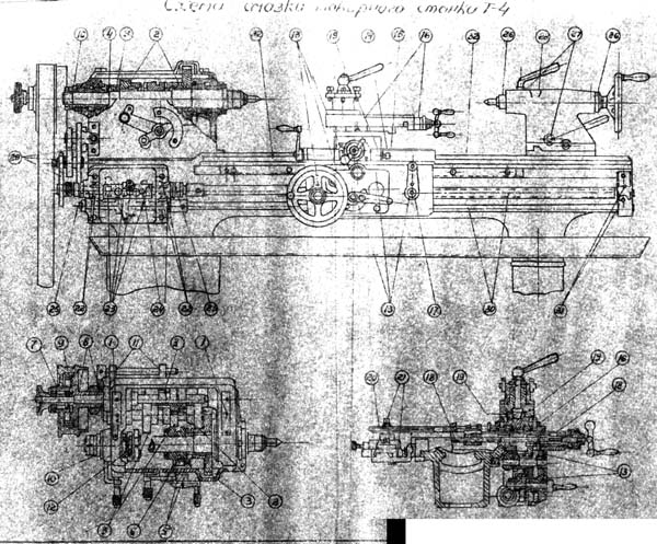 Точки змазки токарно-гвинторізного верстата Т-4 Точки змазки токарно-гвинторізного верстата Т-4